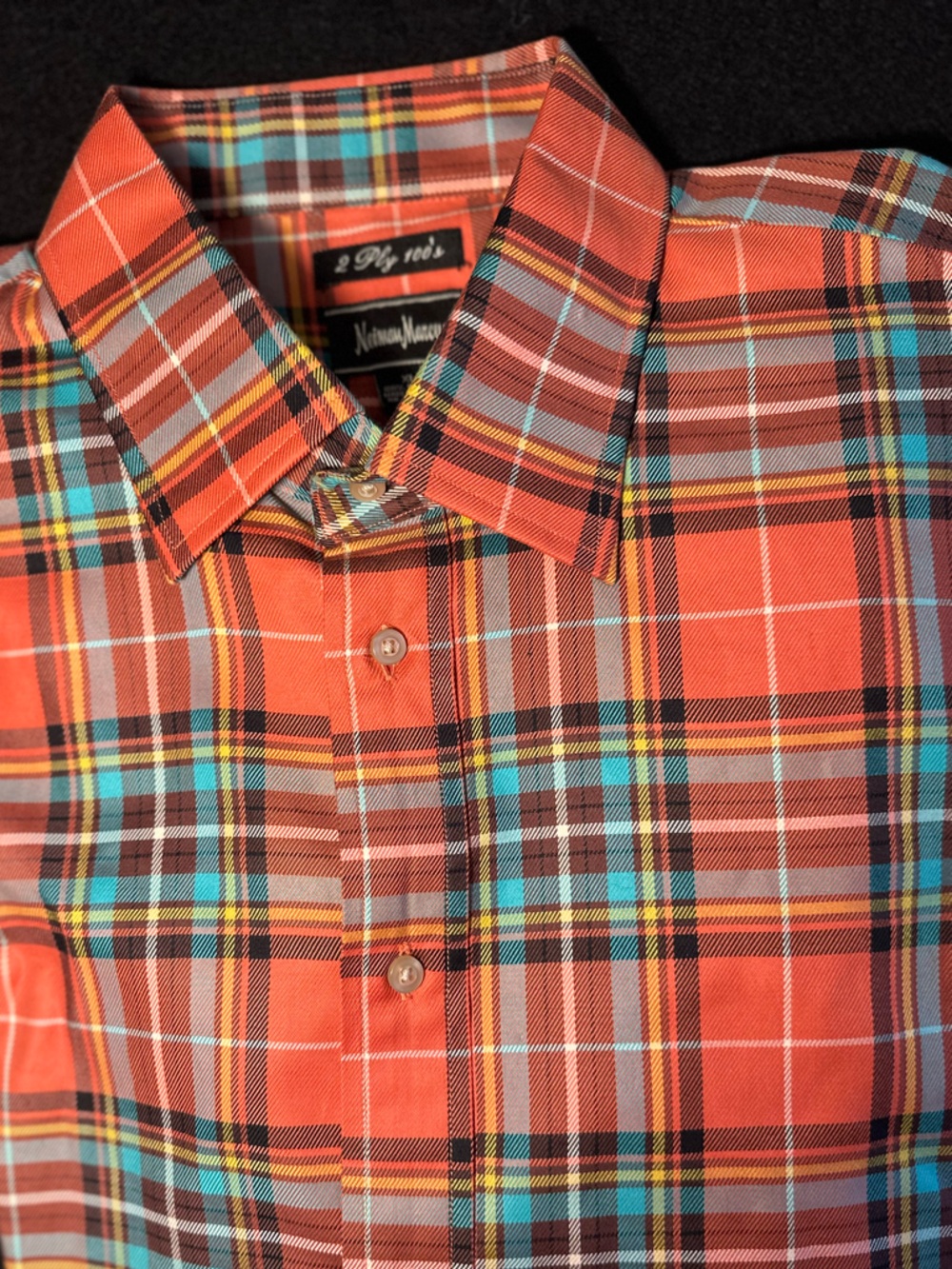 Neiman Marcus Vibrant Plaid Button Down Shirt